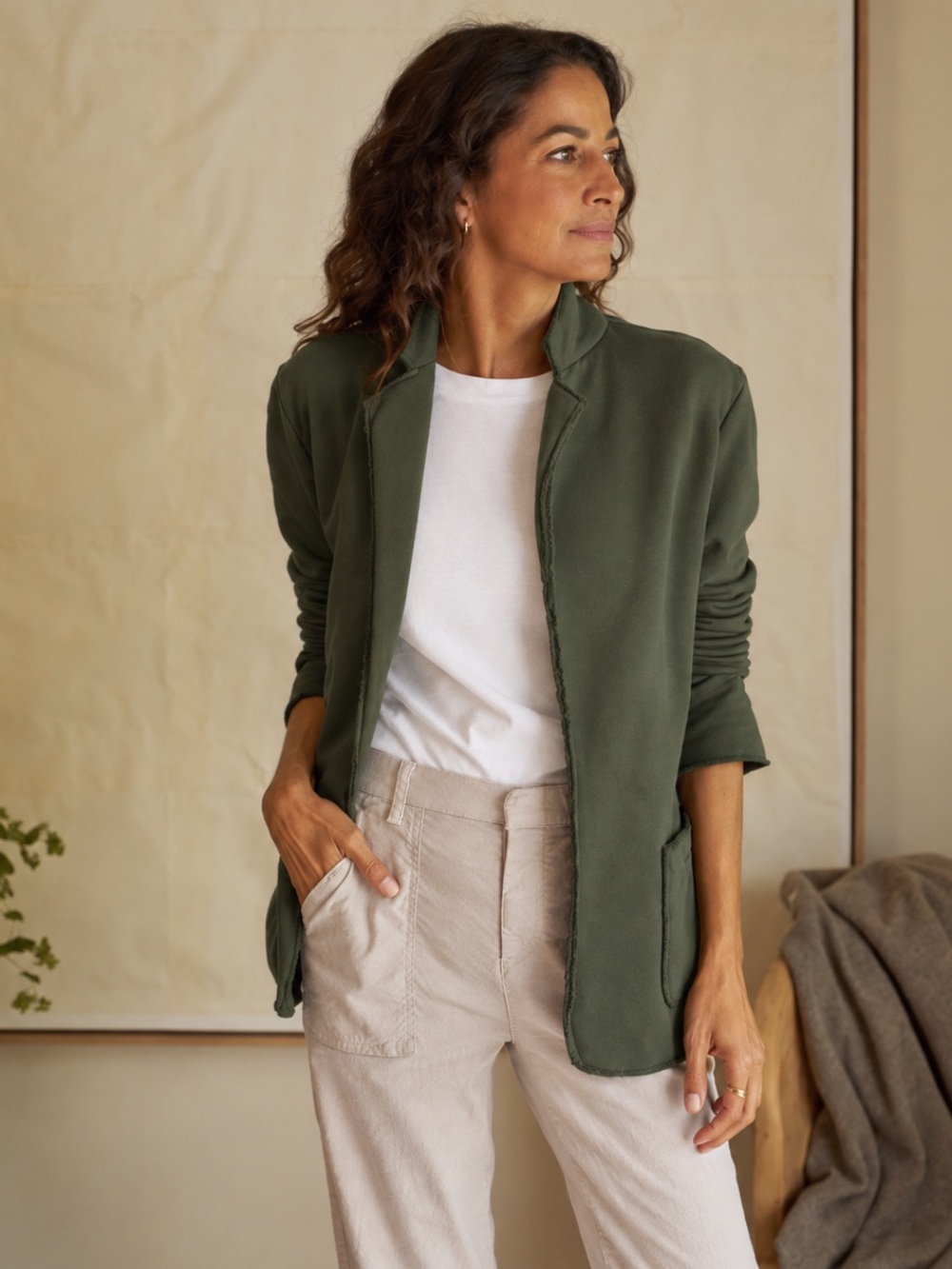 Frank & Eileen Blazer Dublin Tripe Fleece in Dark Green